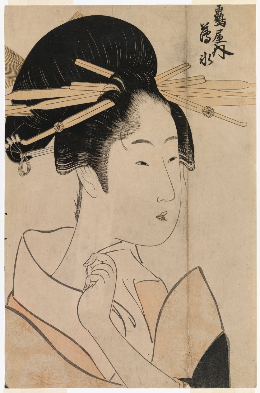 Retrato de uma gueixa da Sala de Chá de Uyo de Kitagawa Utamaro
