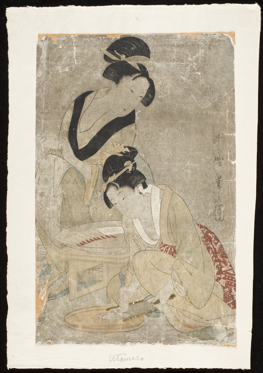 Preparação de peixe cru de Kitagawa Utamaro