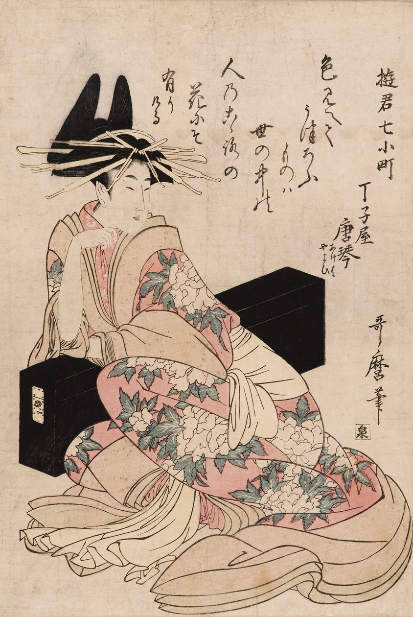 Imprimir - A cortesã Chojiya Karakoto, século XVIII de Kitagawa Utamaro