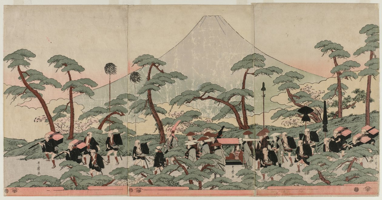 Procissão ao pé do Monte Fuji de Kitagawa Utamaro