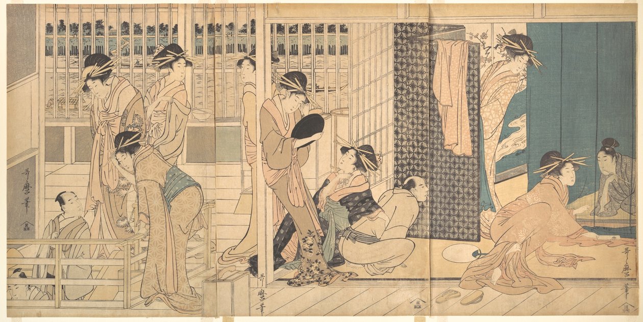 Cena no Yoshiwara de Kitagawa Utamaro