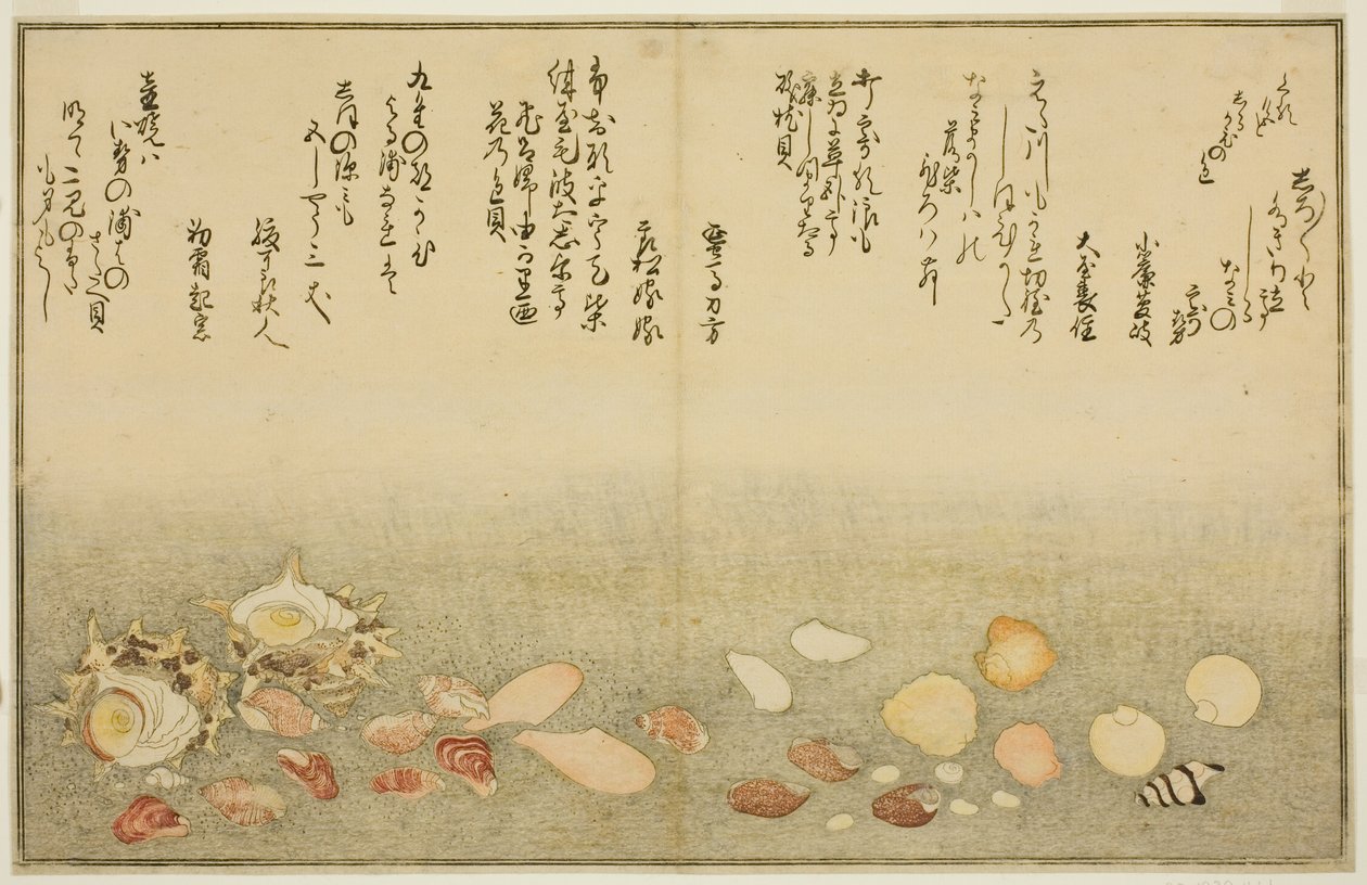 Branco-fora, rugas na superfície, Maclar Street, Yellow Street, Other Street, Sadaei, do tee st latte d livro k `` técnica fts do te eh b no chão (brácteas de maré) ” de Kitagawa Utamaro