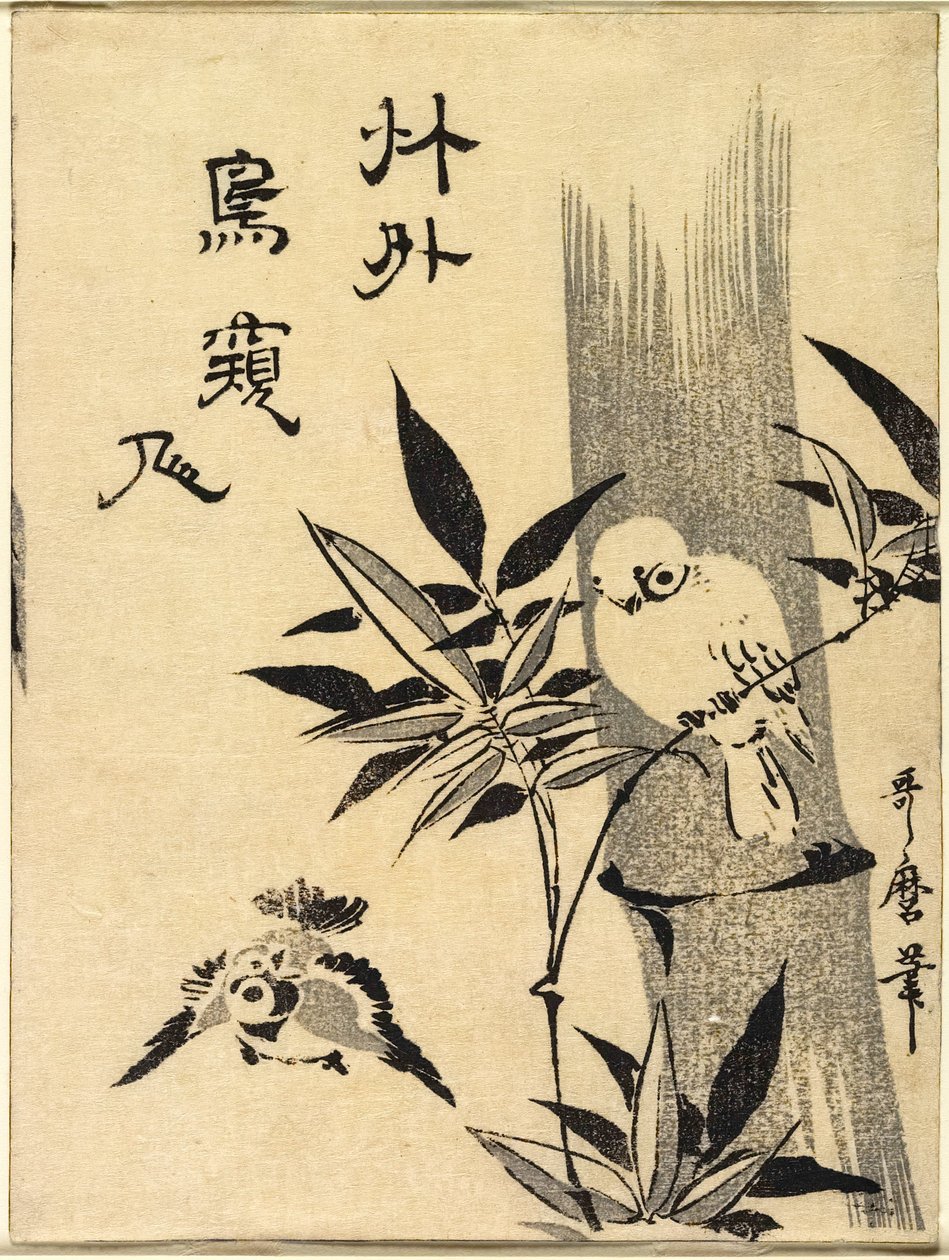 Pardais num ramo de bambu de Kitagawa Utamaro