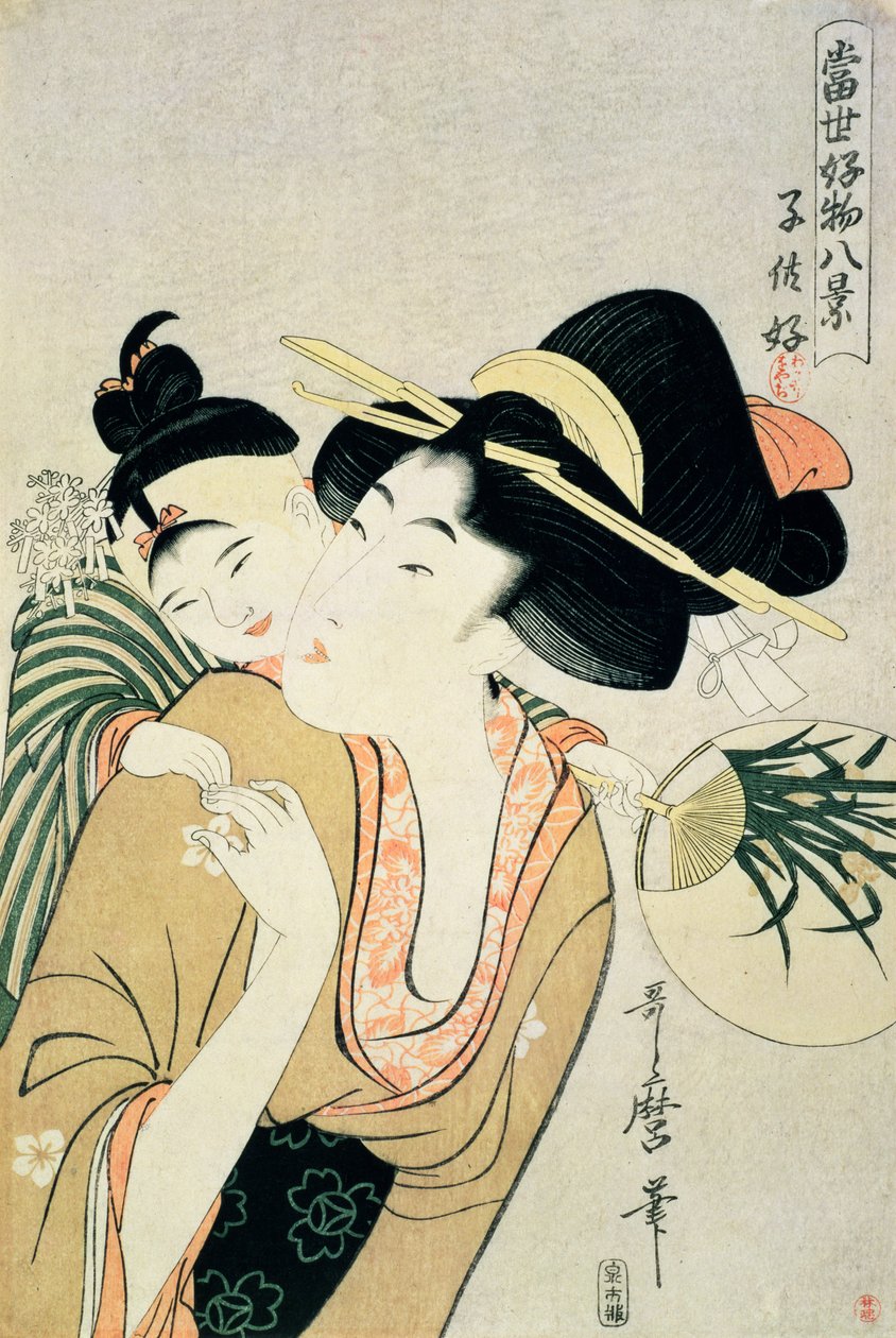 Riches TH 1913. Um amante de crianças (impressão em xilogravura) de Kitagawa Utamaro