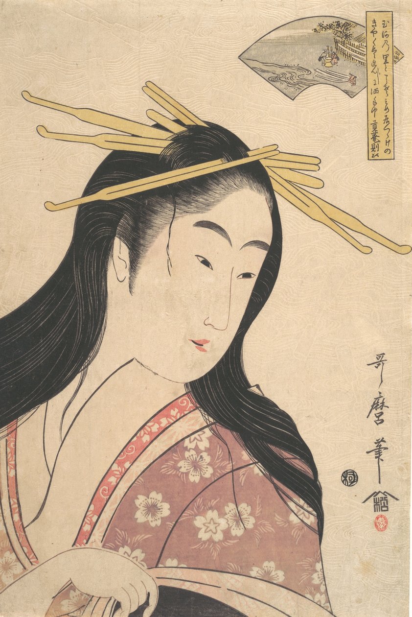 Tetsukuri no Tamagawa, da série, Six Tama Rivers Mu Tamagawa, ca. 1798. de Kitagawa Utamaro