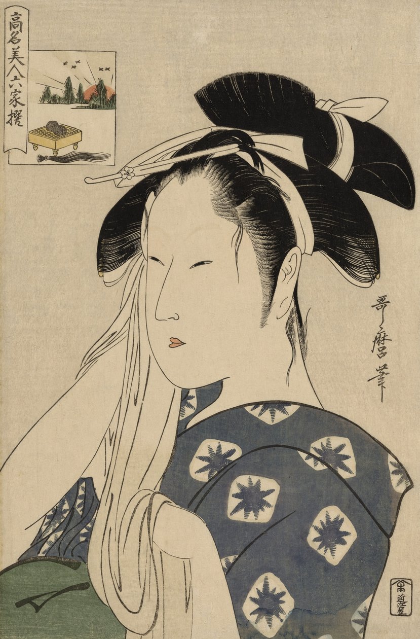A Viúva Asahiya, da série Belezas de renome comparadas aos seis poetas imortais de Kitagawa Utamaro