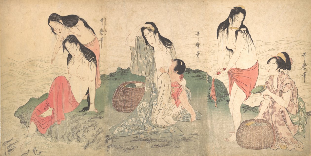 Os Pescadores Awabi, final do século 18 e início do século 19. de Kitagawa Utamaro