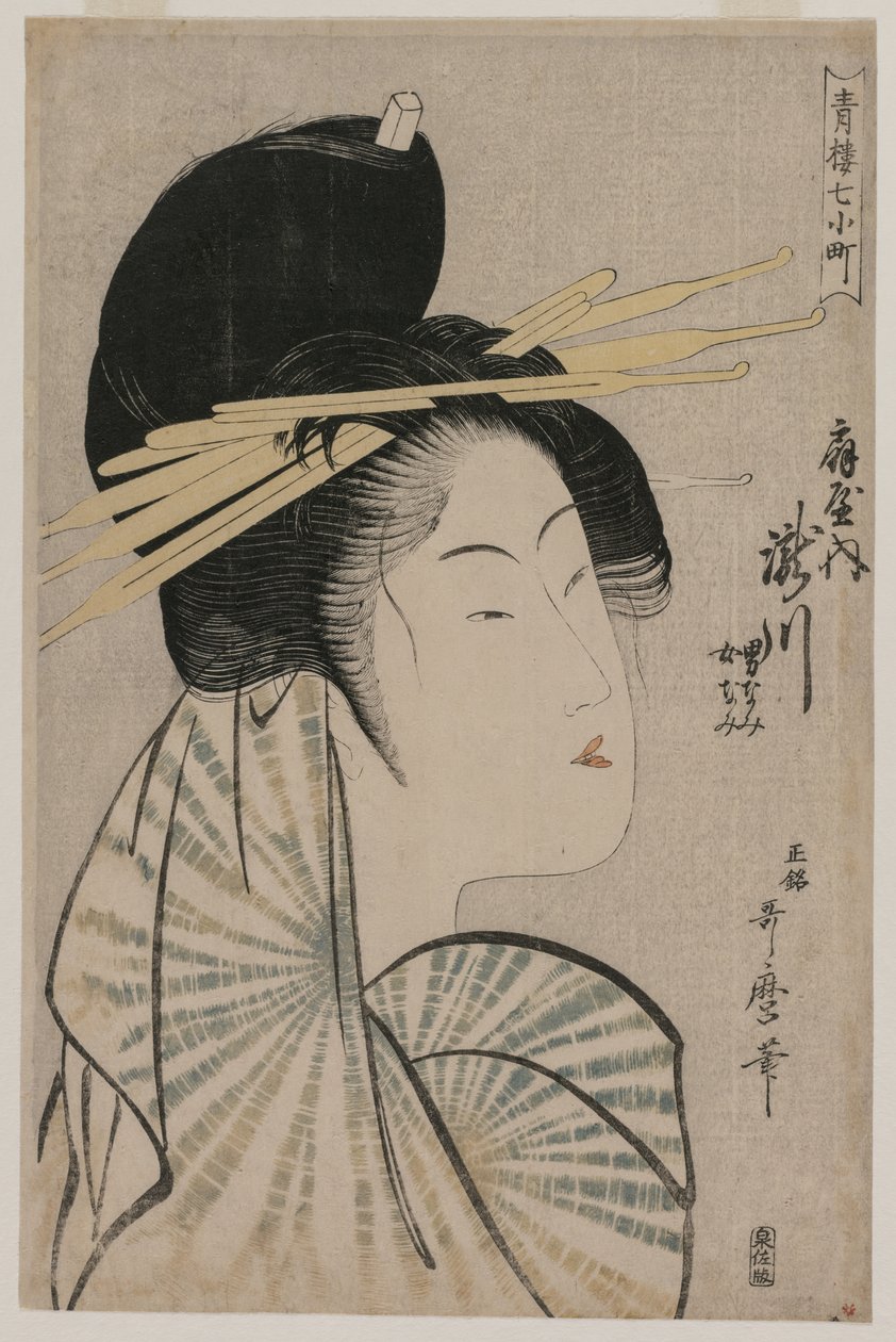 A cortesã Takigawa de Ogiya (da série Seven Aspects of Komachi in the Green Houses) de Kitagawa Utamaro