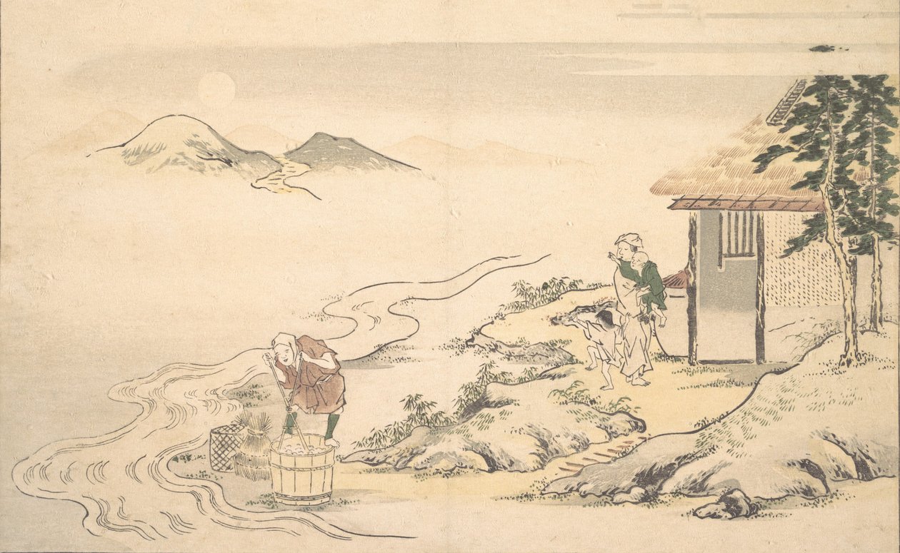 A Lua Cheia na Hora da Colheita da Imo, 8º mês, 1789. de Kitagawa Utamaro