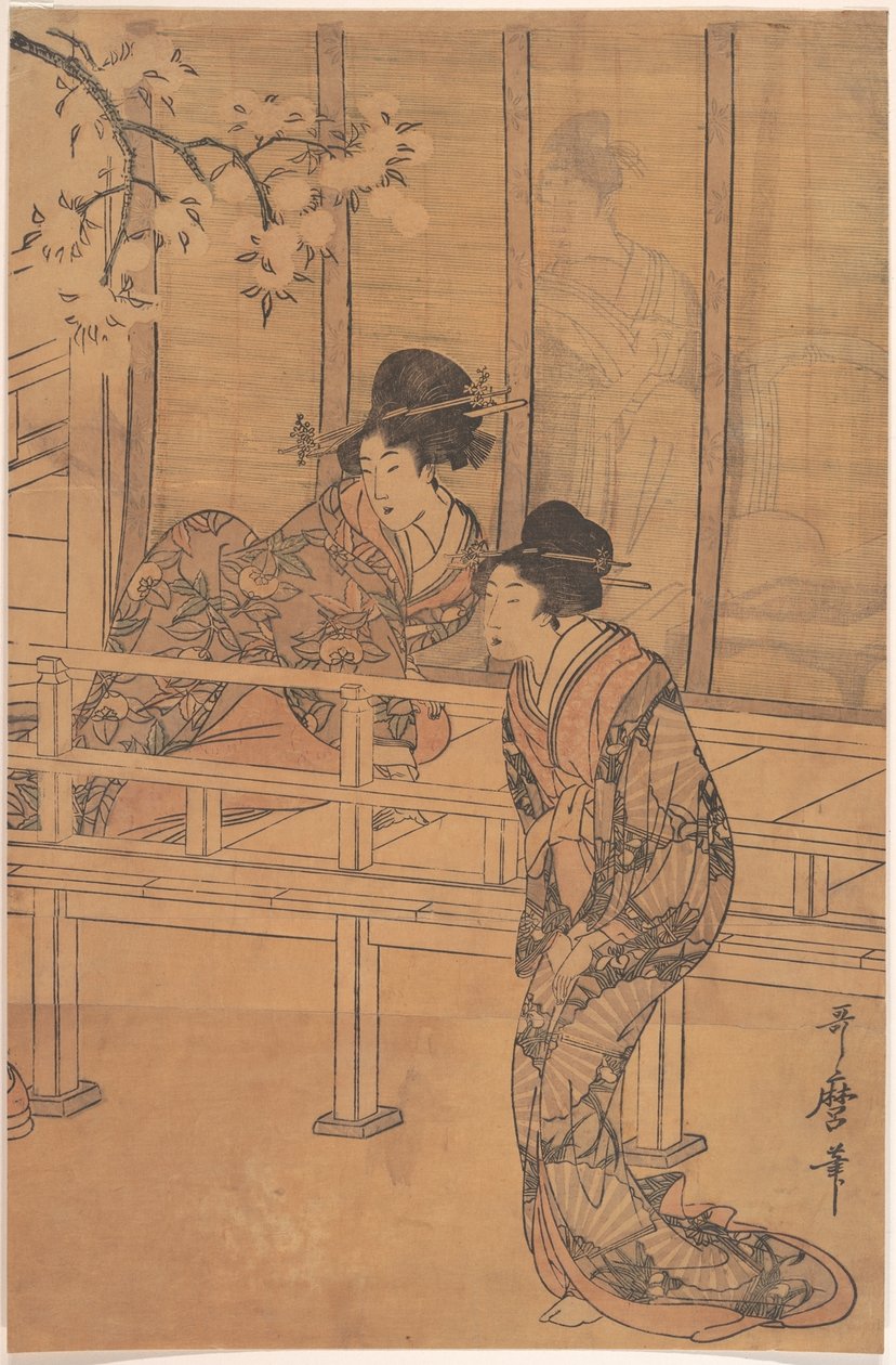 A dama de Rokujō visitada pela princesa Aoi de Kitagawa Utamaro