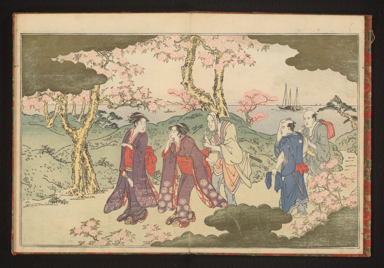 As colinas de Gotenyama, Edo, com vista para a baía de Edo de Kitagawa Utamaro