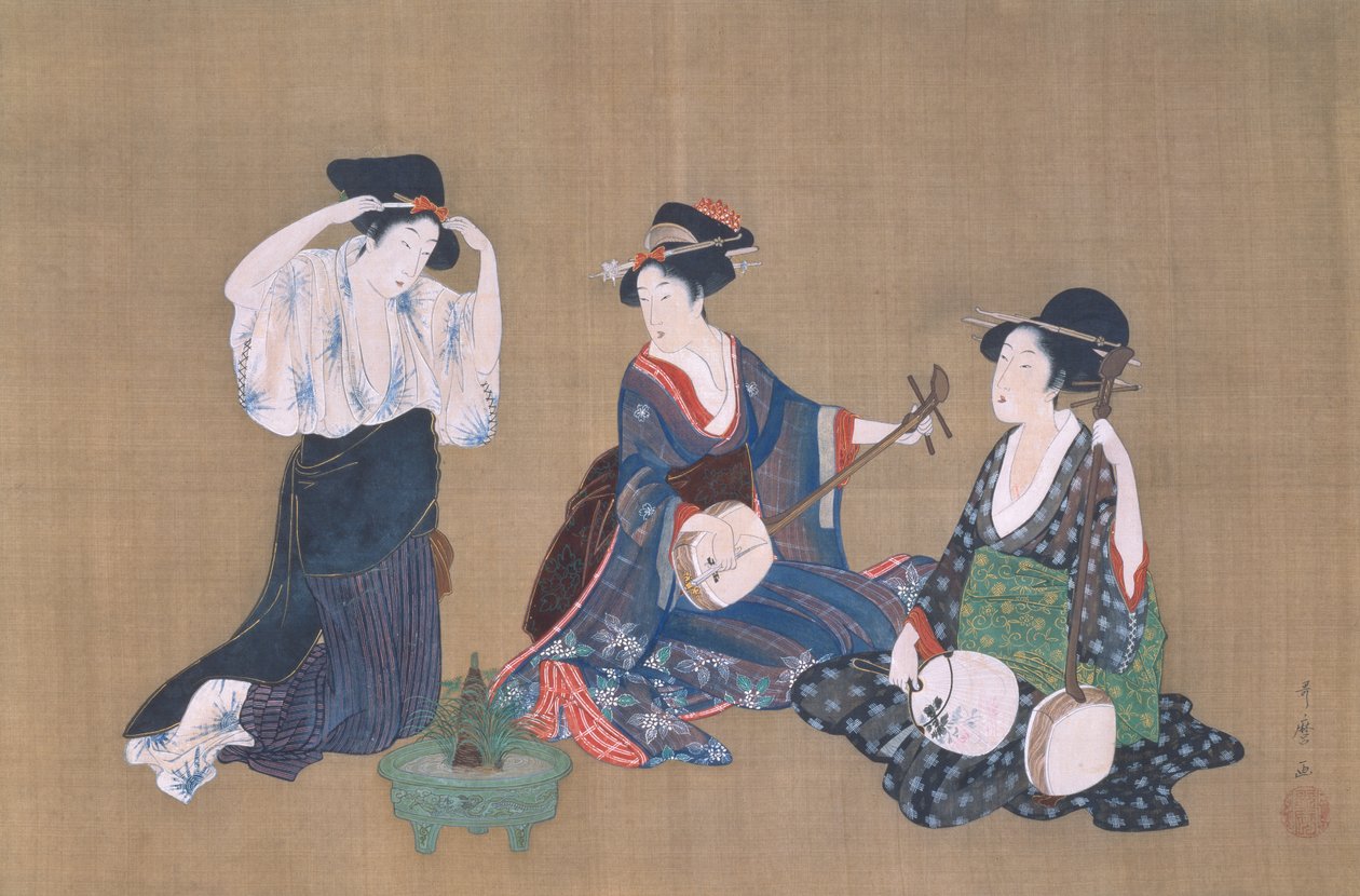Três Belezas, c.1790 de Kitagawa Utamaro