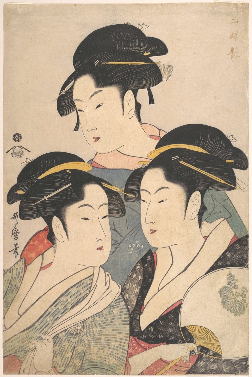 Três belezas do período Kwansei de Kitagawa Utamaro