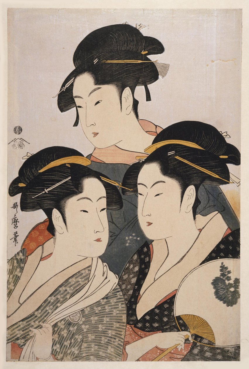 Três belezas dos dias atuais de Kitagawa Utamaro