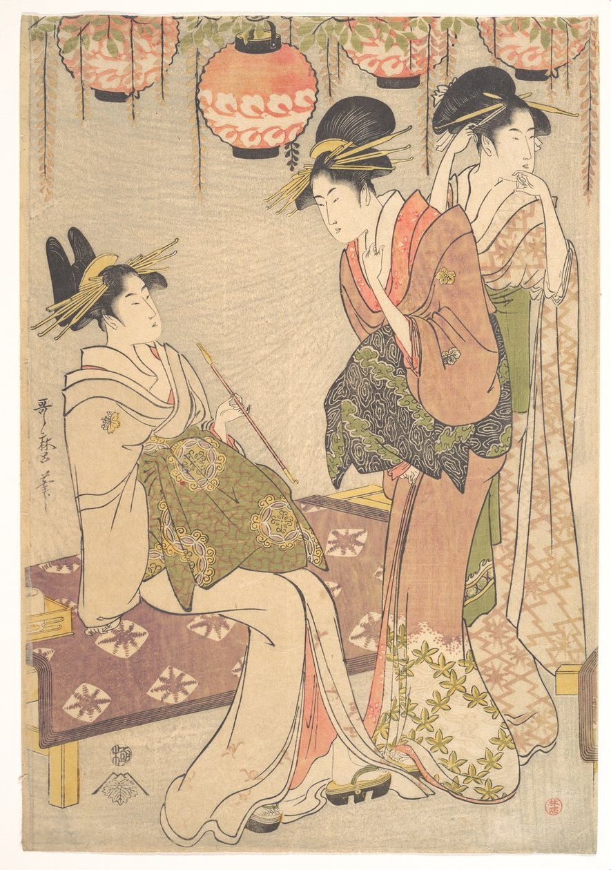 Três cortesãs de Kitagawa Utamaro
