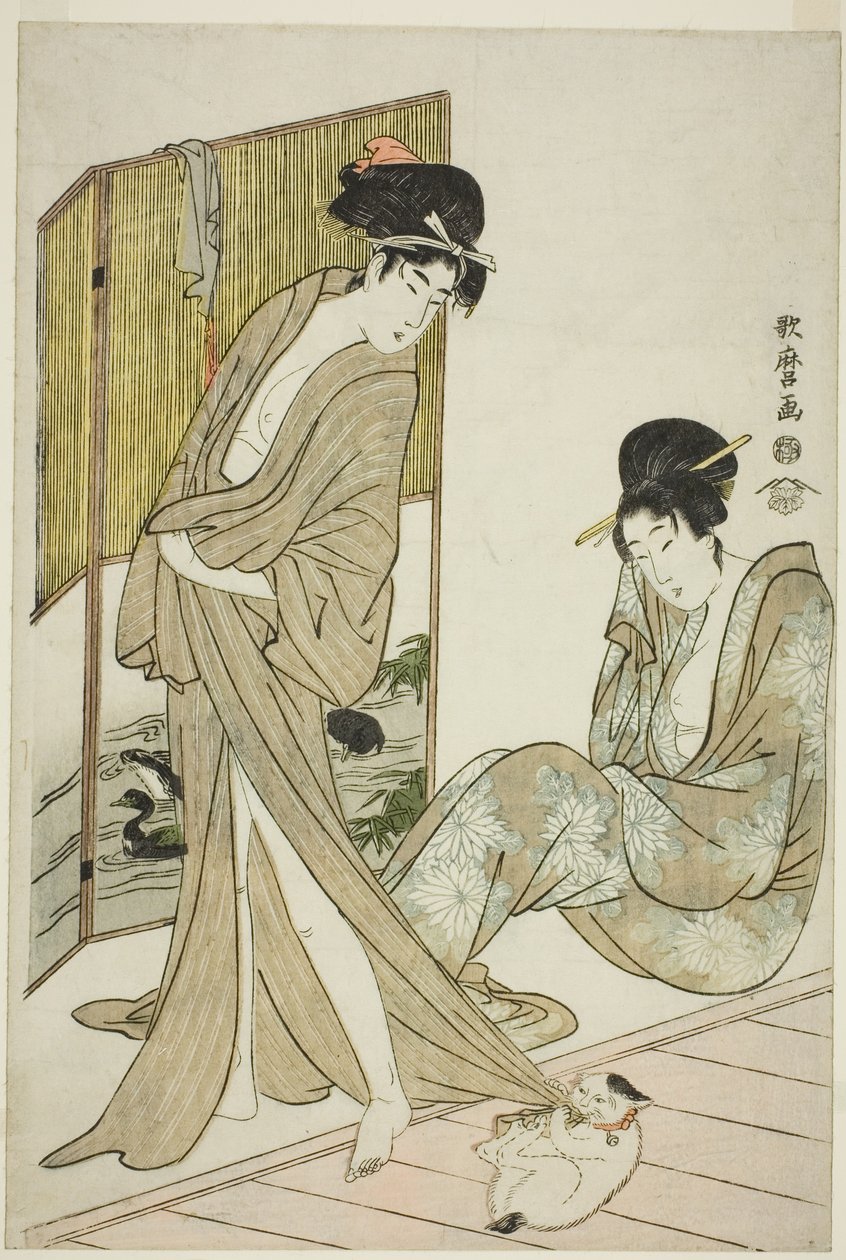Duas moças depois de um banho de Kitagawa Utamaro