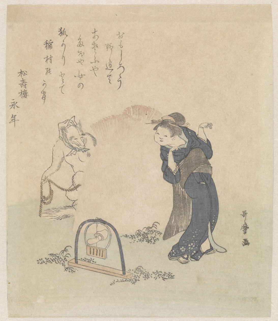 Mulher em uma armadilha de raposa de Kitagawa Utamaro
