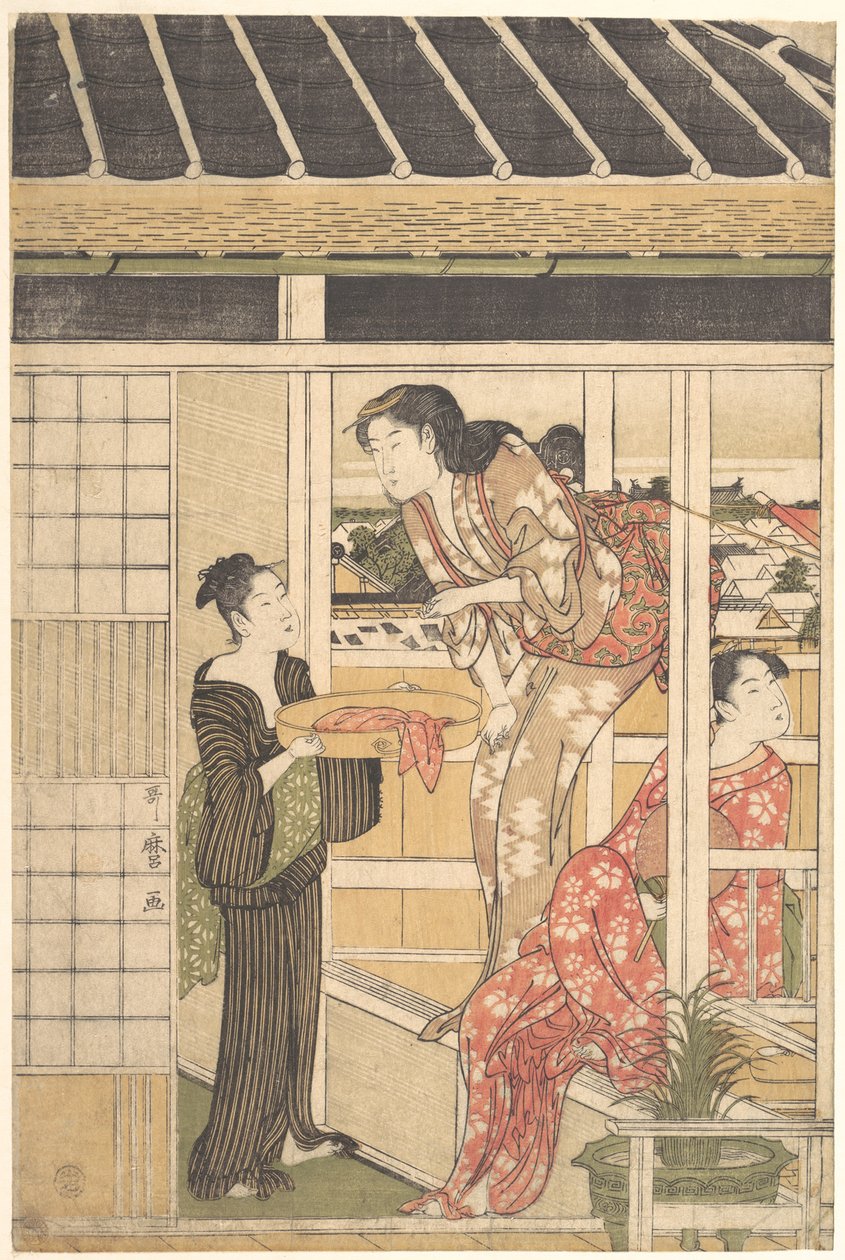 Dia da lavagem da roupa de Kitagawa Utamaro