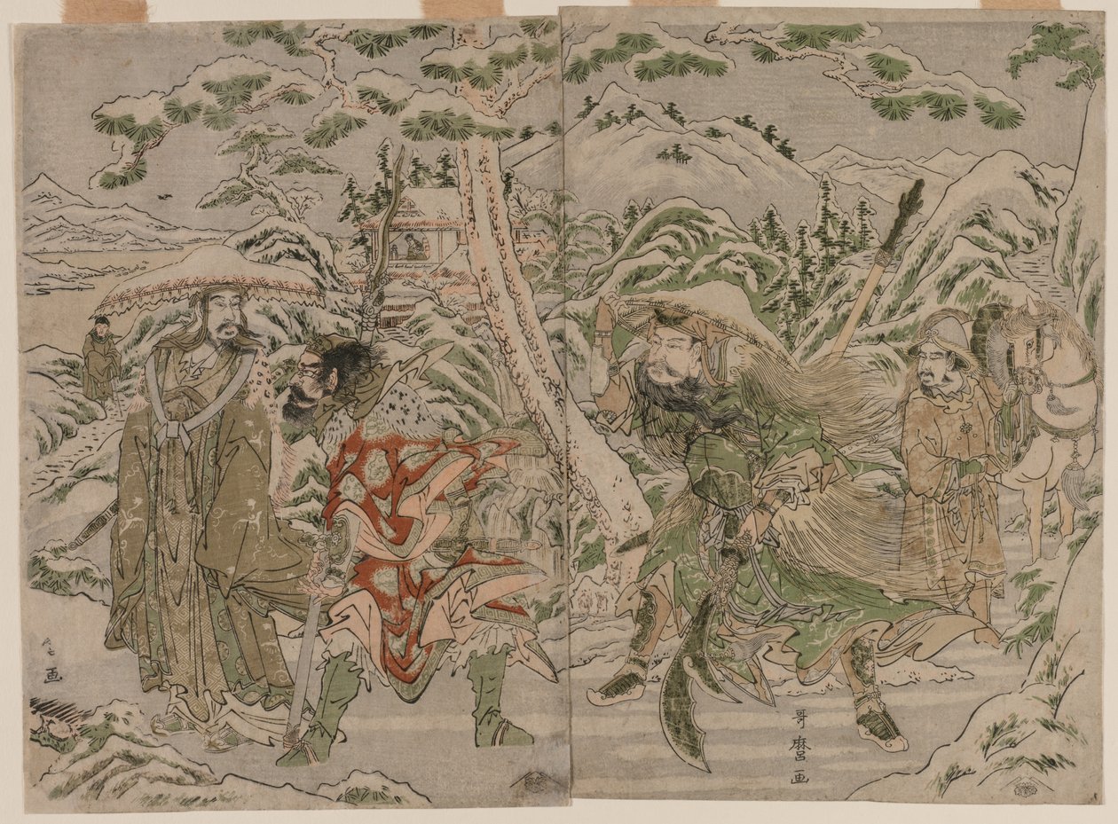 Cena de inverno do romance dos três reinos, c. 1790 de Kitagawa Utamaro