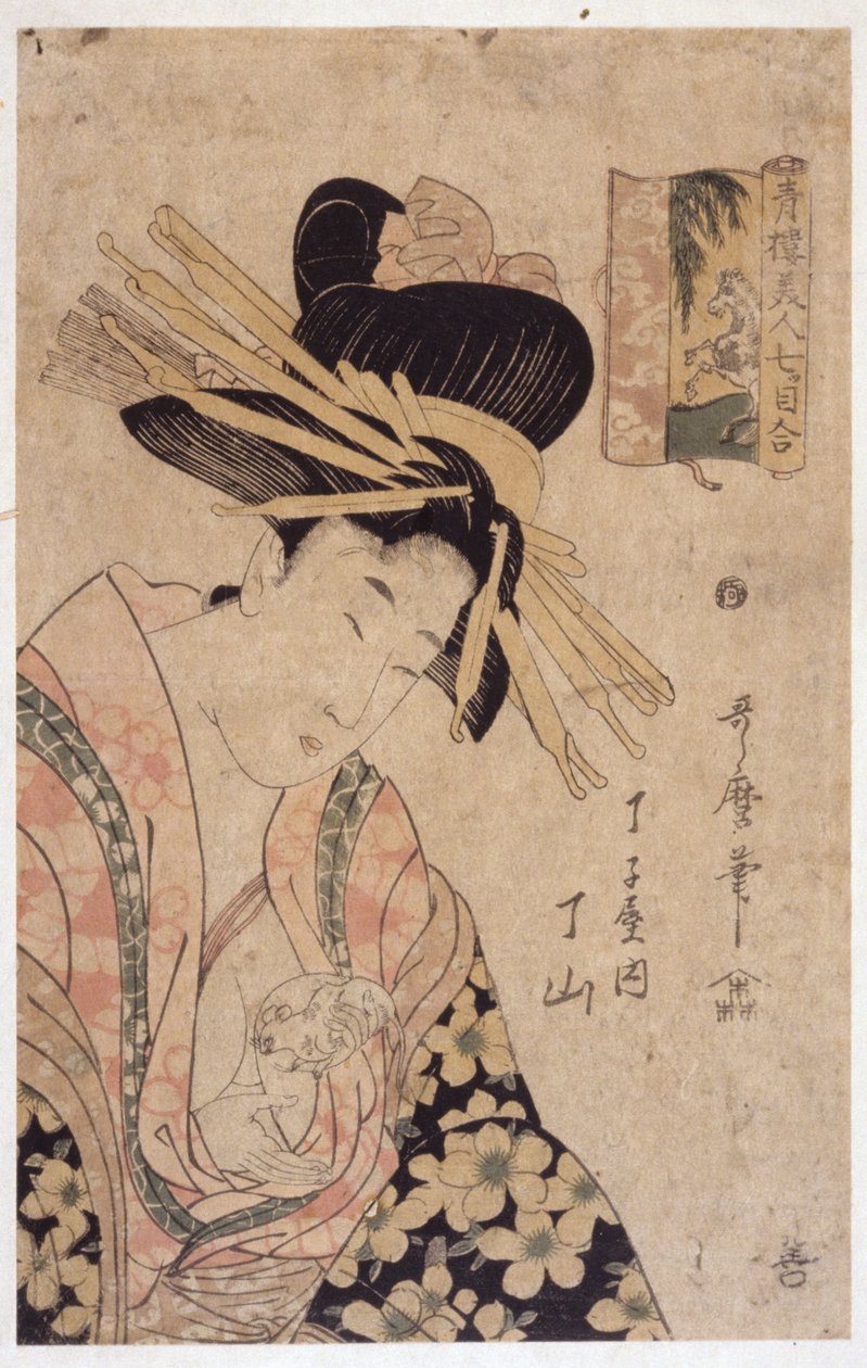 Mulher e Rato Branco de Kitagawa Utamaro