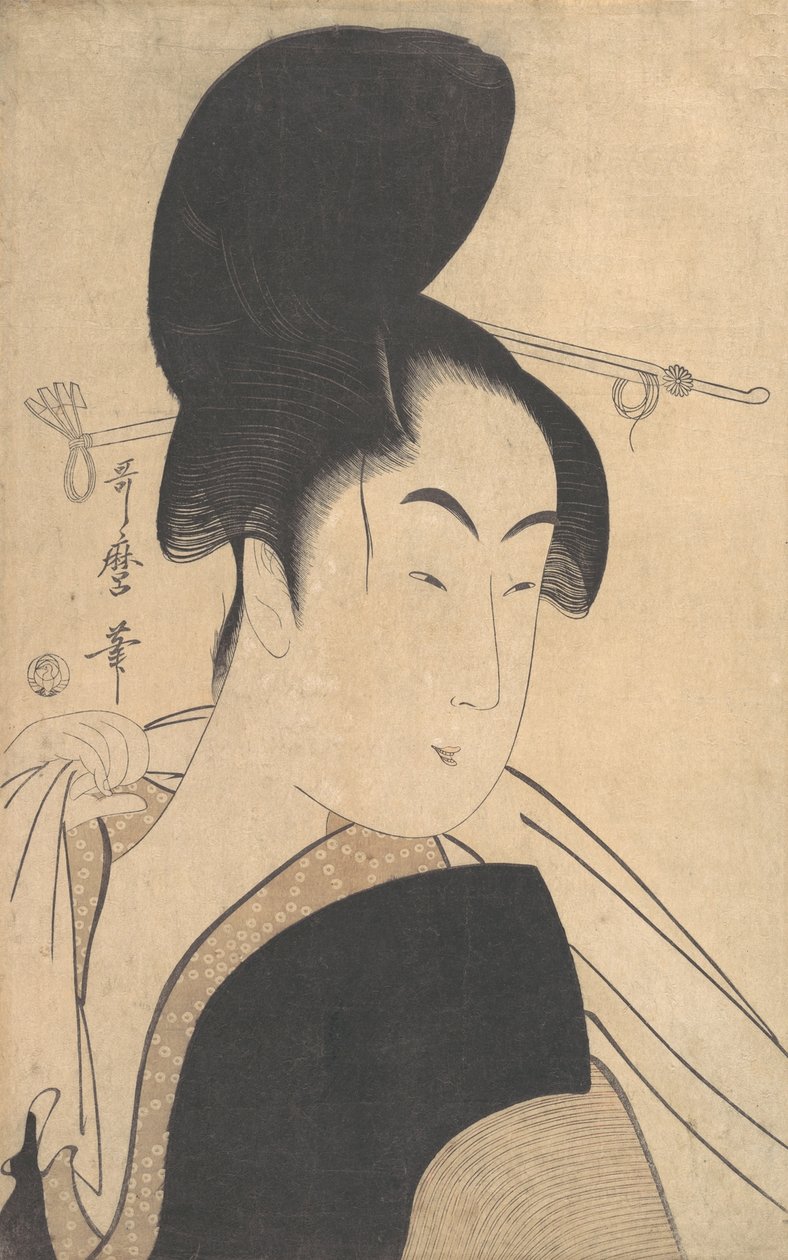 Mulher depois de um banho, ca. 1795. de Kitagawa Utamaro