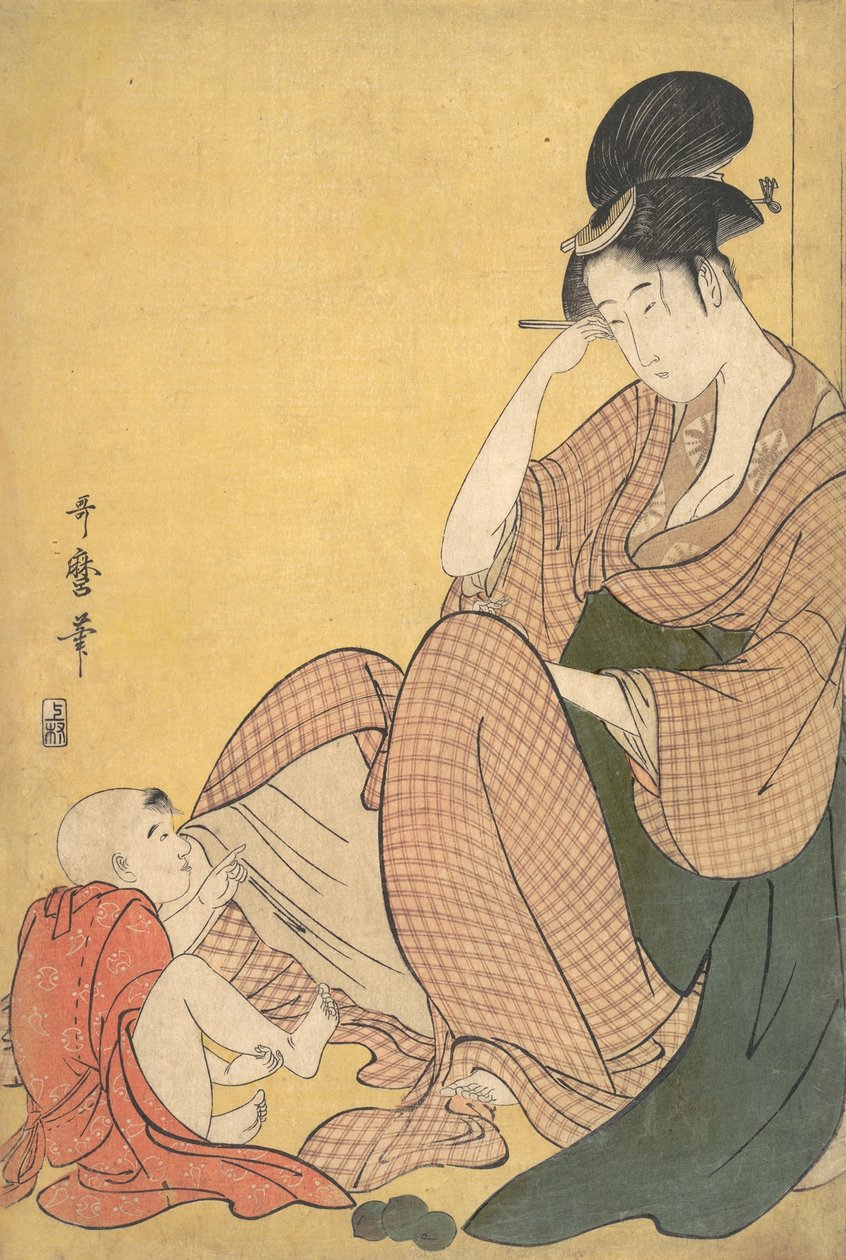 Mulher e Criança, ca. 1794-95. de Kitagawa Utamaro