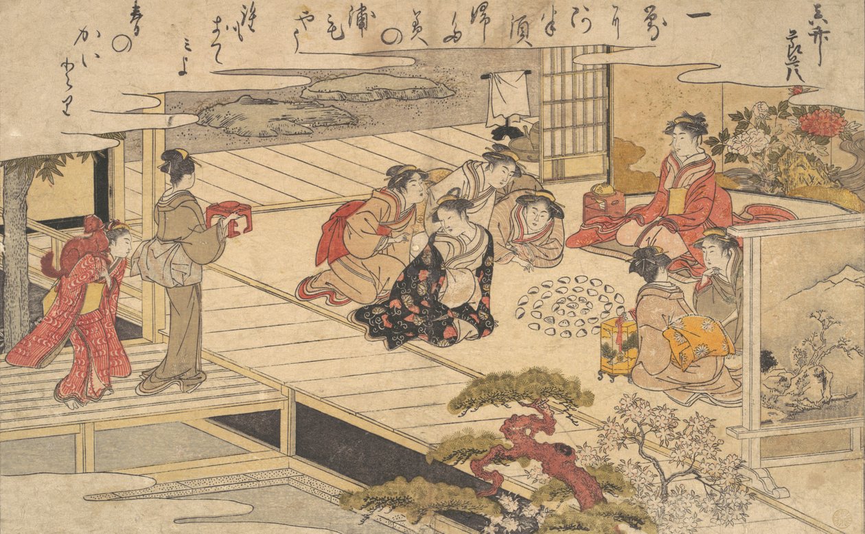 Mulheres a Jogar um Jogo com Conchas, 1790. de Kitagawa Utamaro