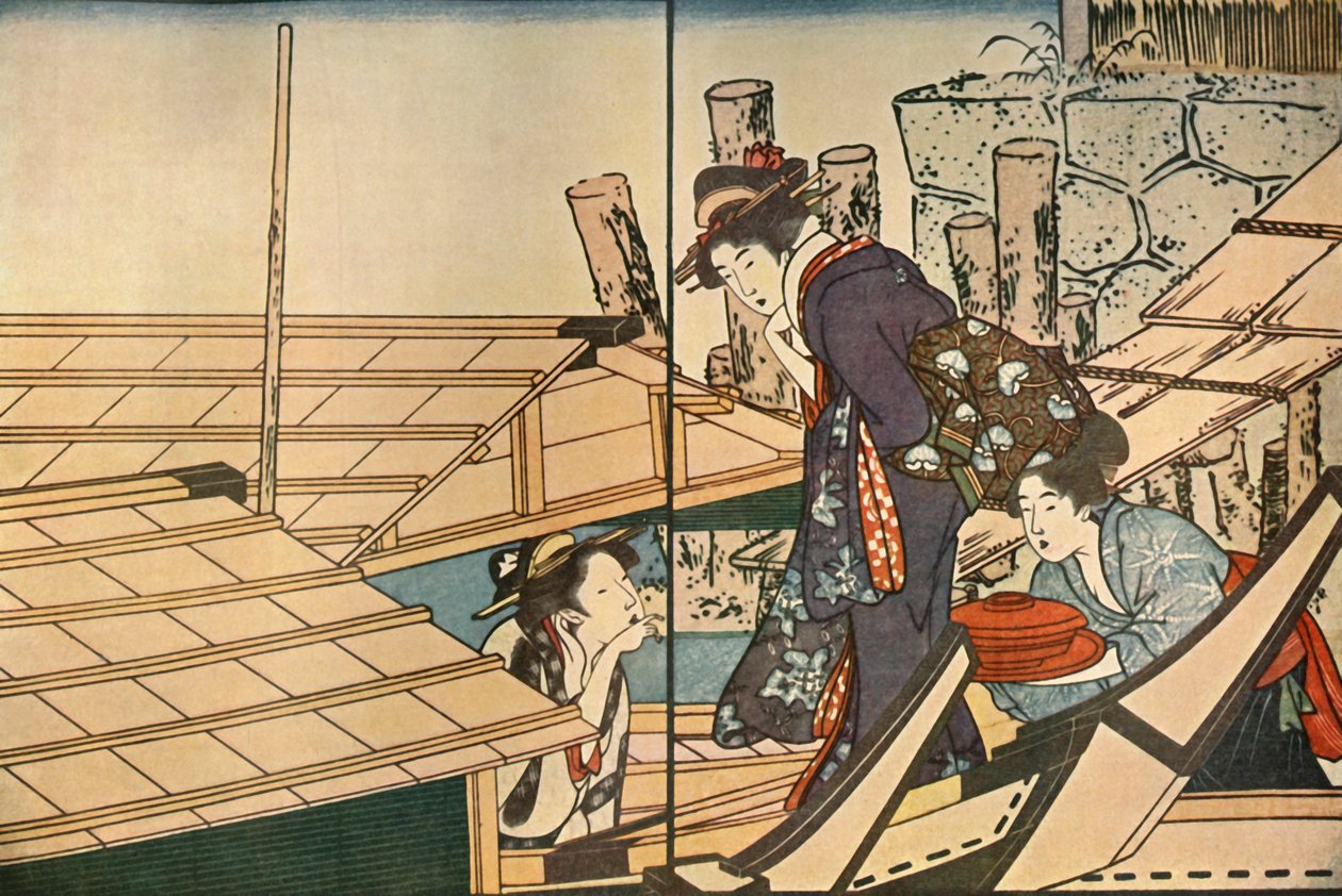 Mulheres em um barco, 1801, 1924. de Kitagawa Utamaro