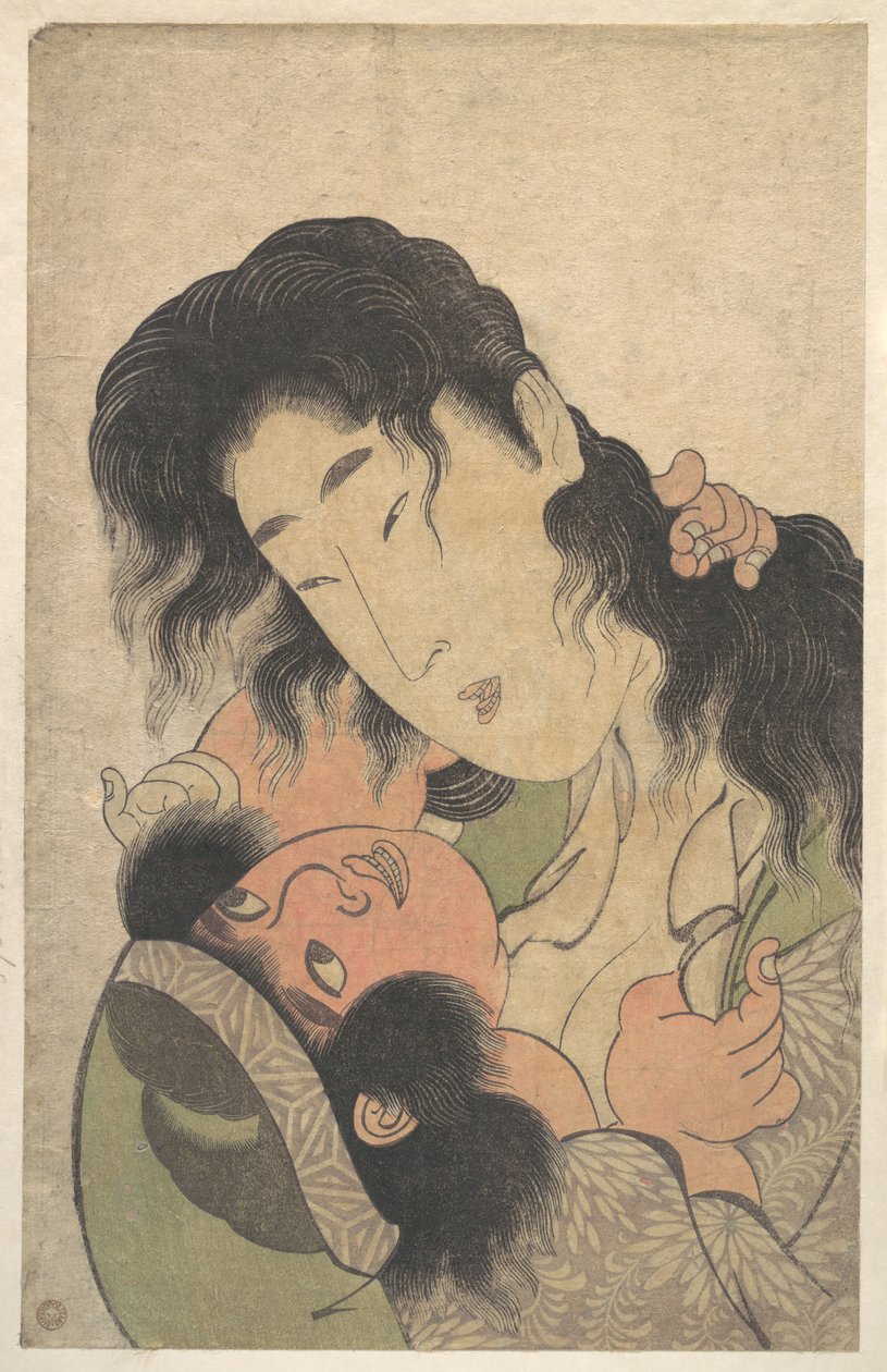 Yamauba a brincar com Kintarō de Kitagawa Utamaro