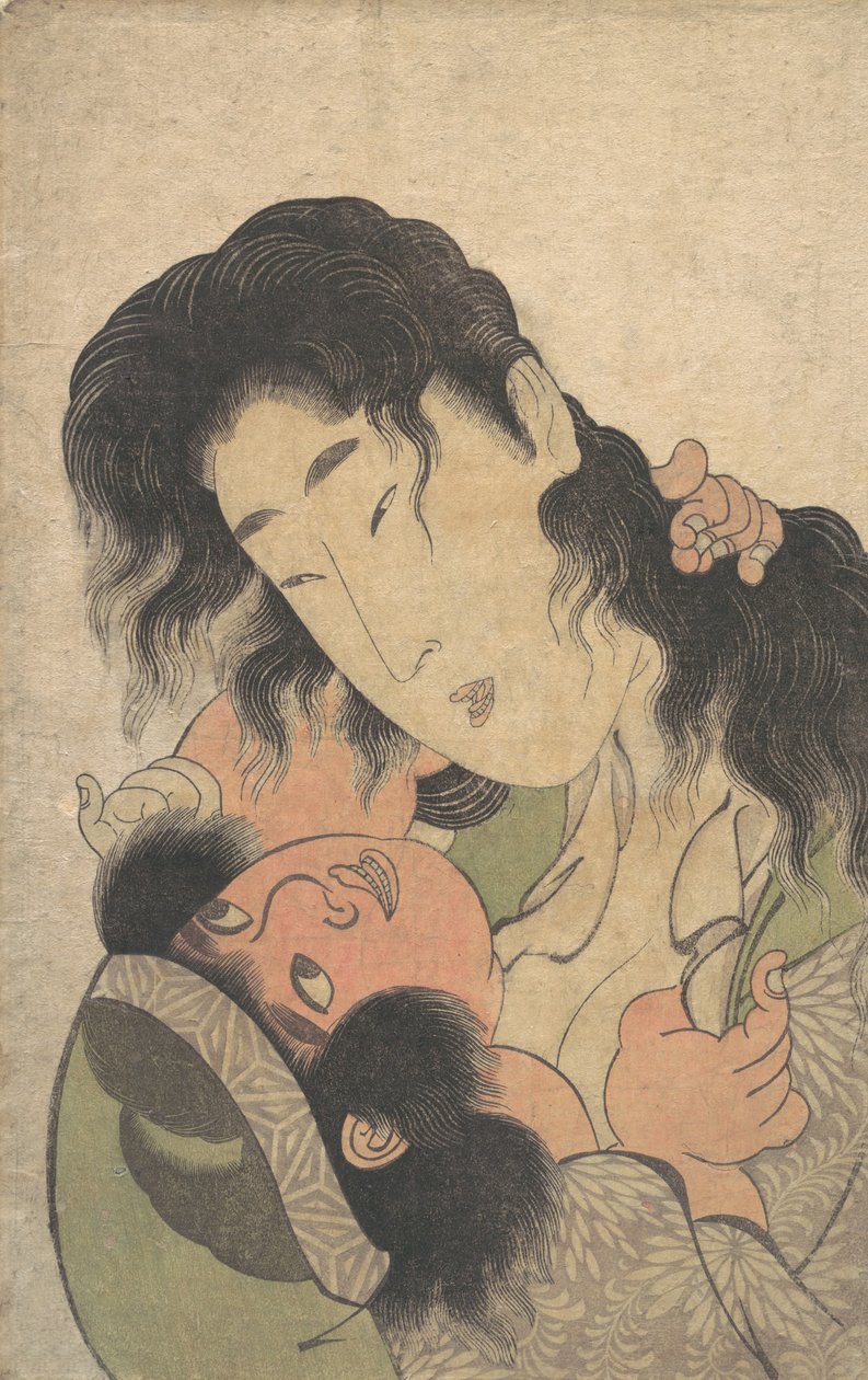 Yamauba Brincando com o Jovem Kintoki, ca. 1795. de Kitagawa Utamaro