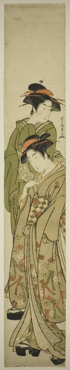 Duas mulheres passeando de Kitao Masanobu