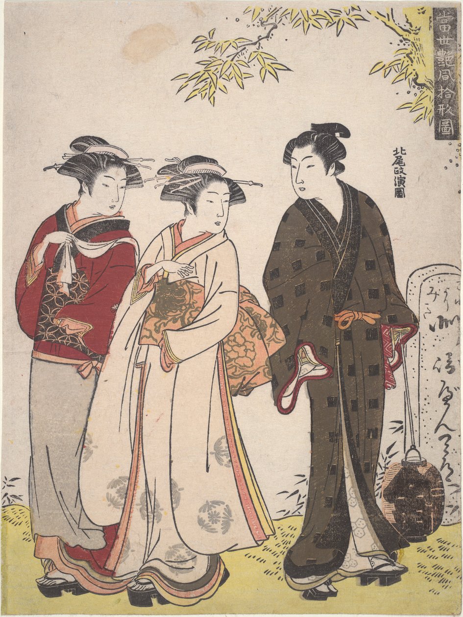 Duas raparigas e um homem de passagem : Dez pontos de vista das belezas contemporâneas de Kitao Masanobu