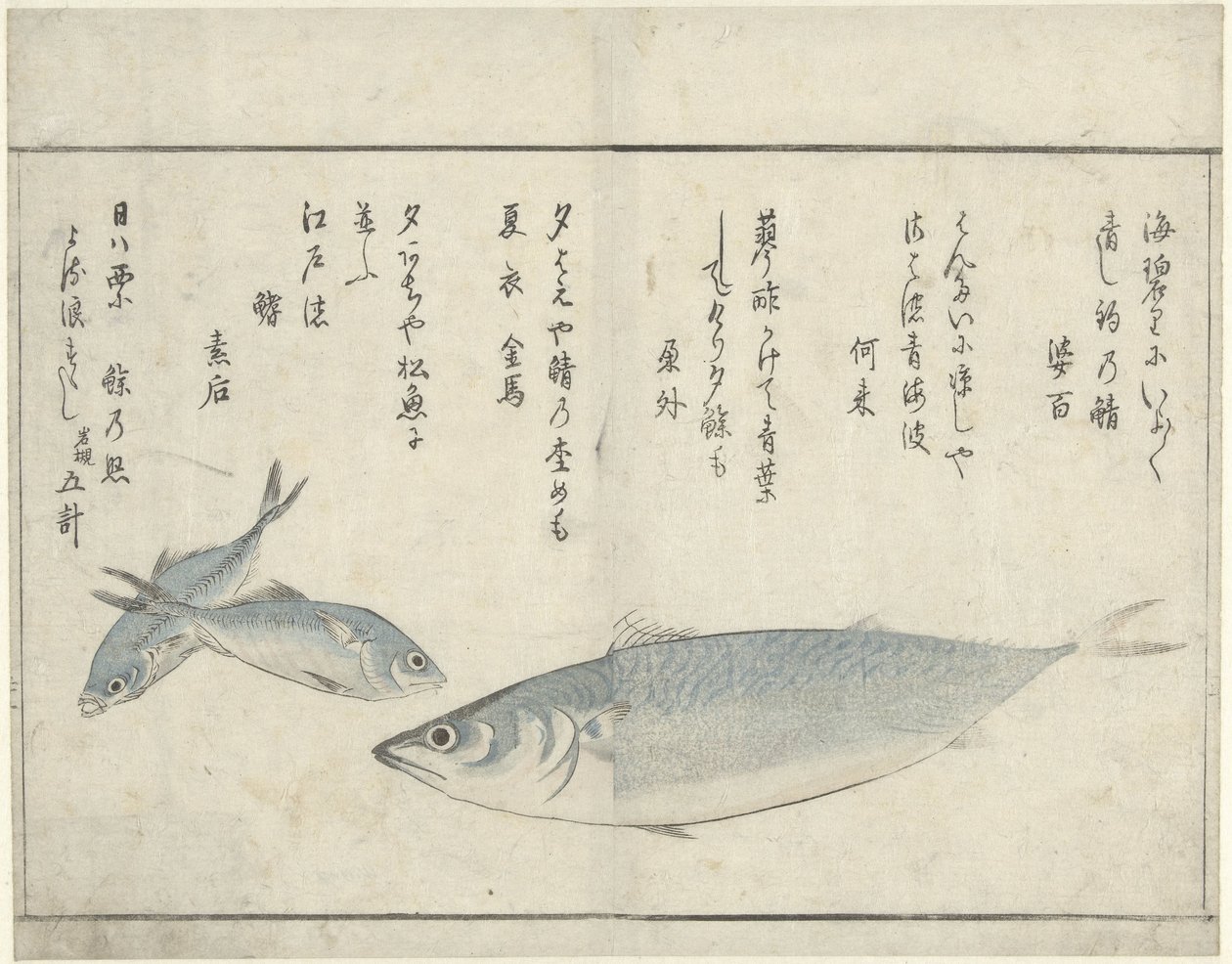 Três peixes de Kitao Masayoshi