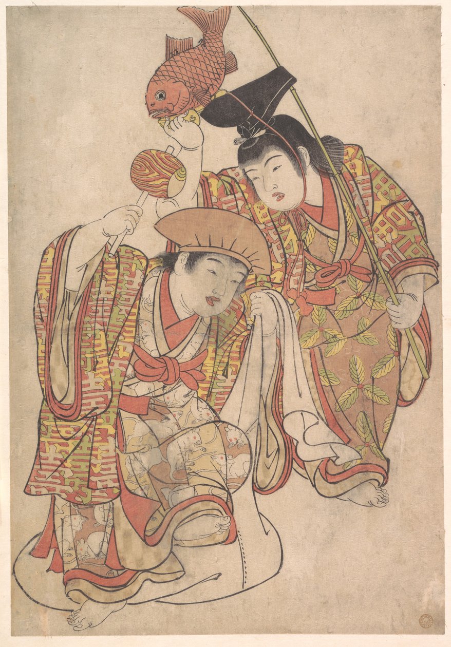 Rapazes disfarçados de Daikoku e Ebisu de Kitao Shigemasa