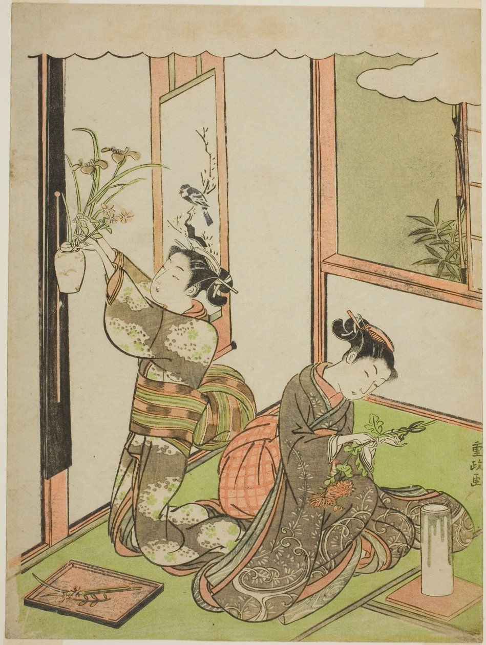 Arranjo de flores de Kitao Shigemasa