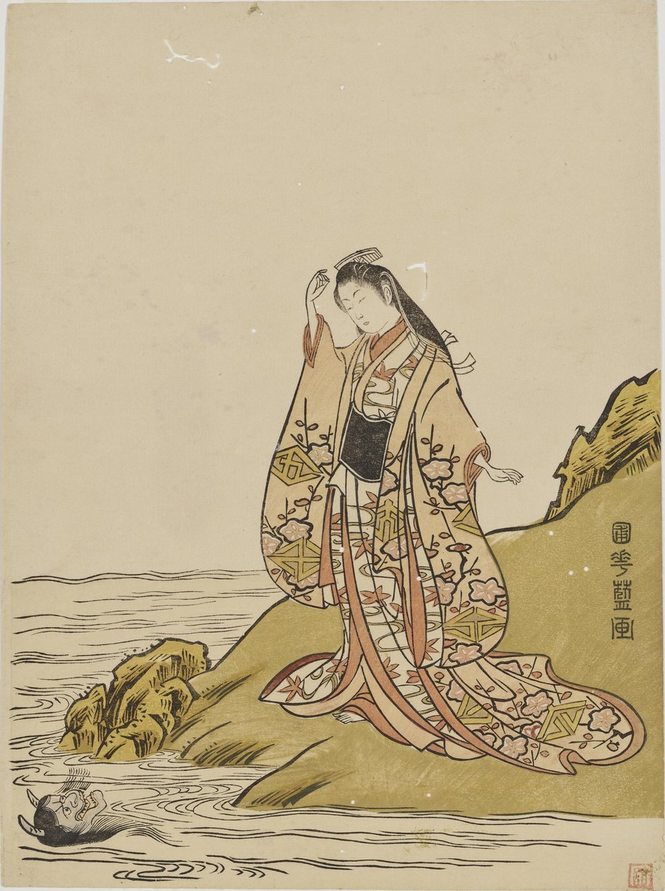 Observação de folhas de ácer de Kitao Shigemasa