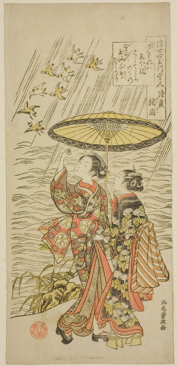 Nº 5: Rio Noda na Província de Mutsu, da série "Seis Rios de Jóias do Mundo Flutuante (Ukiyo Mu Tamagawa)" de Kitao Shigemasa
