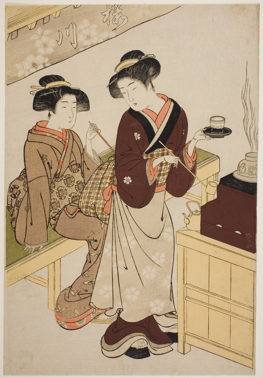 A casa de chá Sakuragawa de Kitao Shigemasa