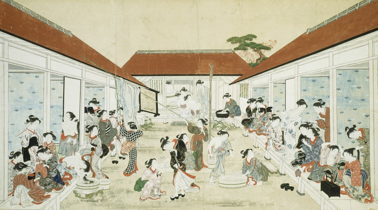 Casa de banhos e lavandaria para mulheres de Kitao Shigemasa