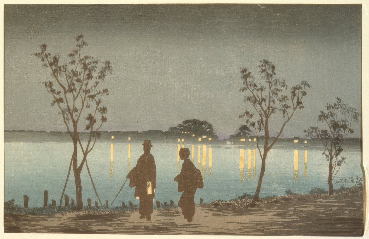 Noite no rio Sumida de Kiyochika Kobayashi