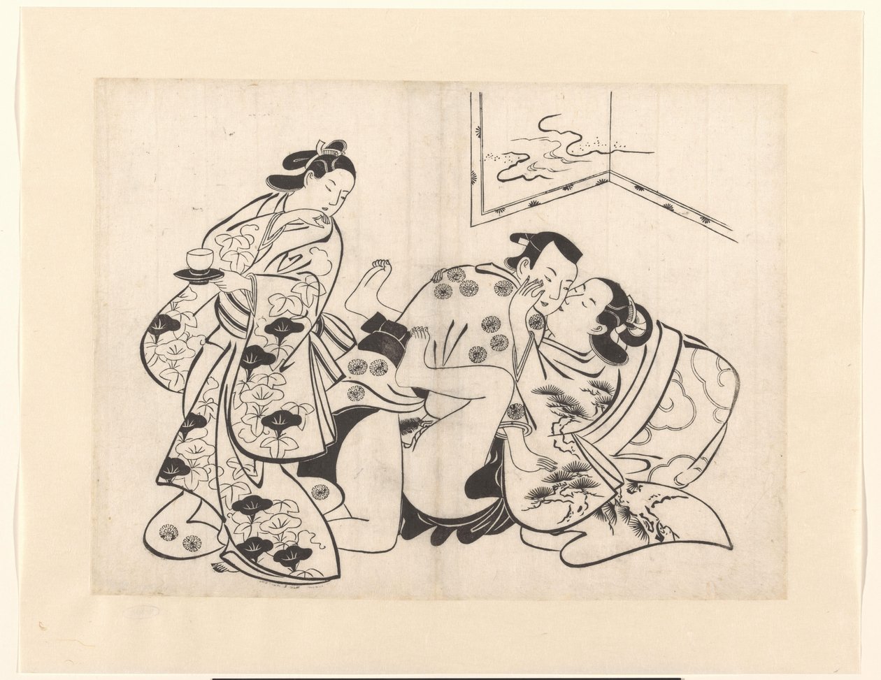 Casal fazendo amor com garota olhando para trás de Kiyonobu (I) , Torii