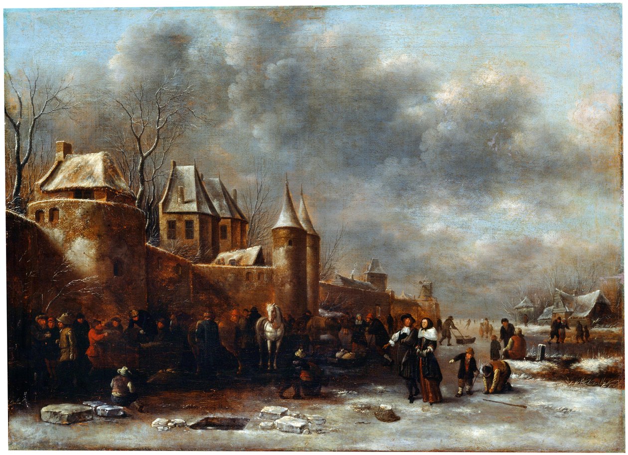 Um castelo na margem do rio, século XVII de Klaes Molenaer
