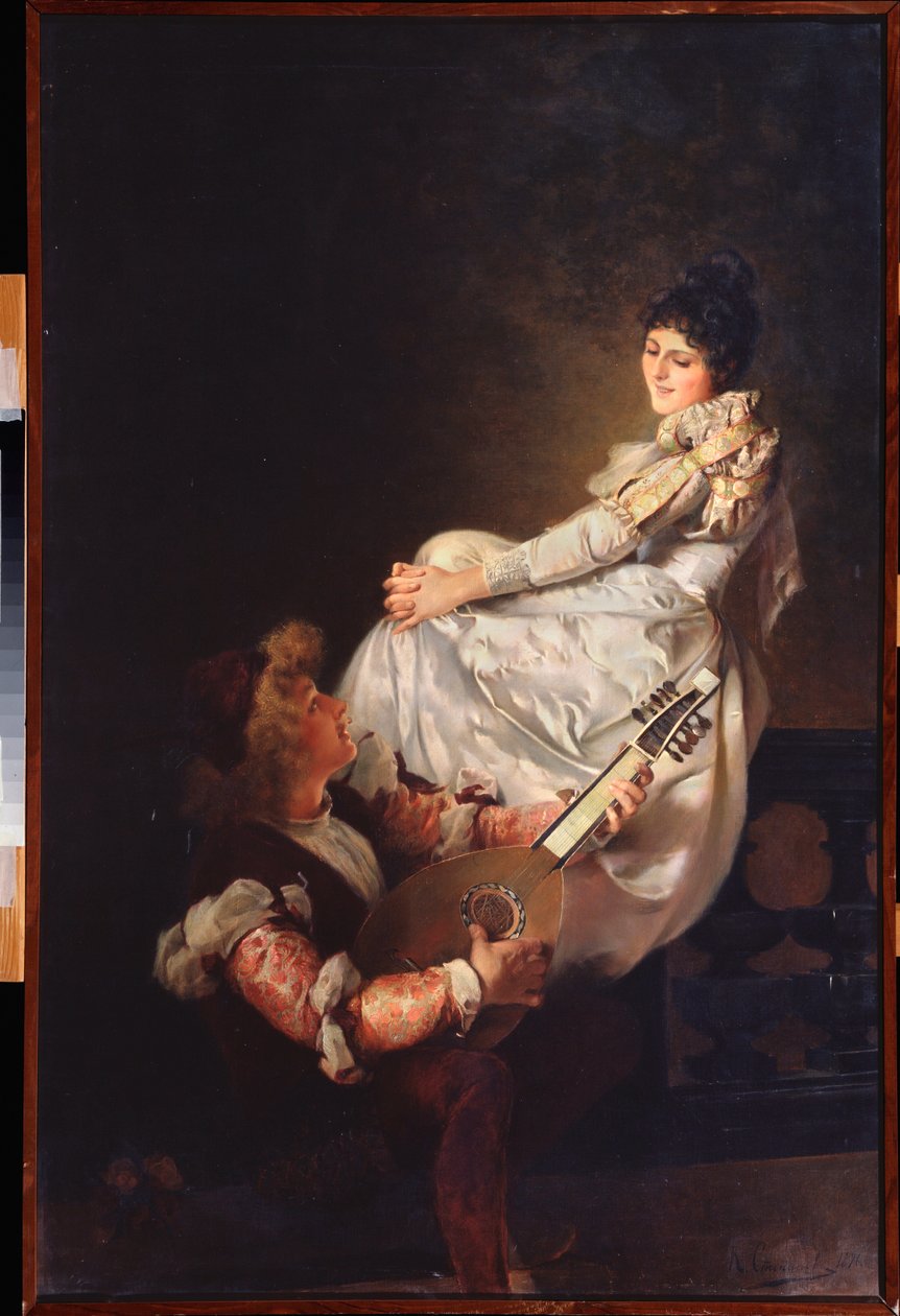 A Love Song (A Love Song) - Pintura de Klavdi Stepanovich Stepanov (1854-1910), óleo sobre tela de Klavdi Petrovich Stepanov