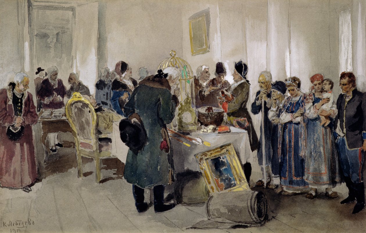 Leilão de servos de Klavdiy Vasilievich Lebedev