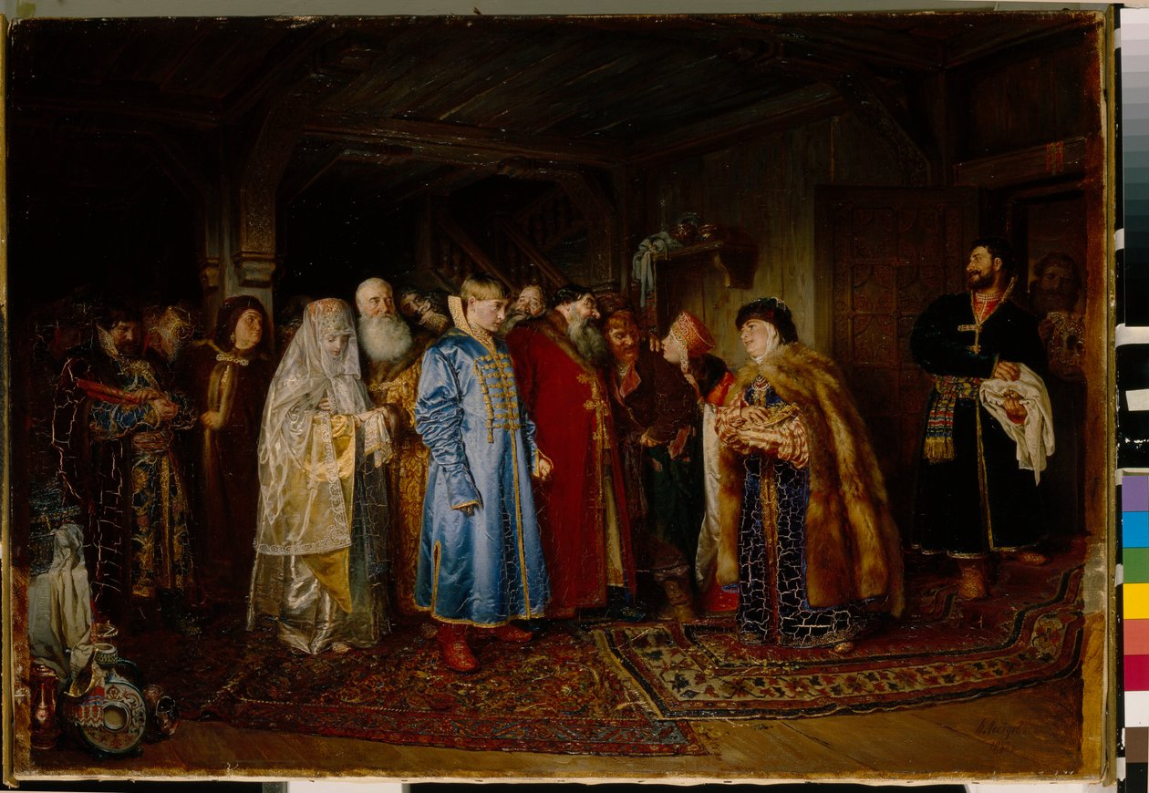 Mariage Boyard (boiard, boiar) au 16eme siecle, la mariee est coiffee d