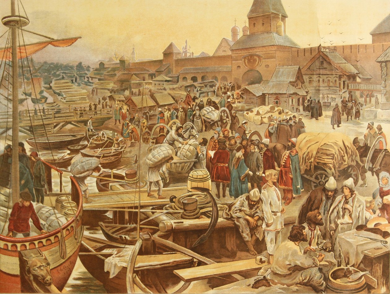 Porto de Novgorod, 1907 de Klavdiy Vasilievich Lebedev