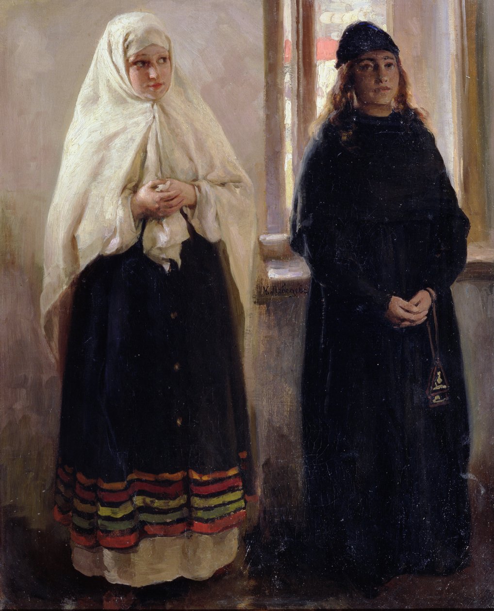 Dois mundos (óleo sobre tela) de Klavdiy Vasilievich Lebedev