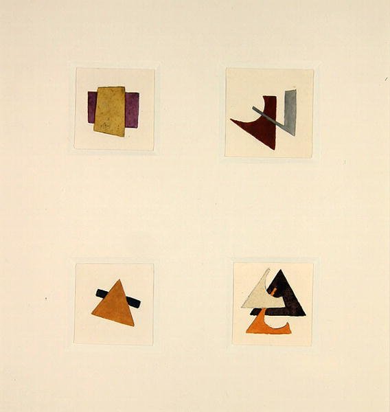 Quatro Composições (aguarela sobre lápis sobre papel) de Ivan Klyun