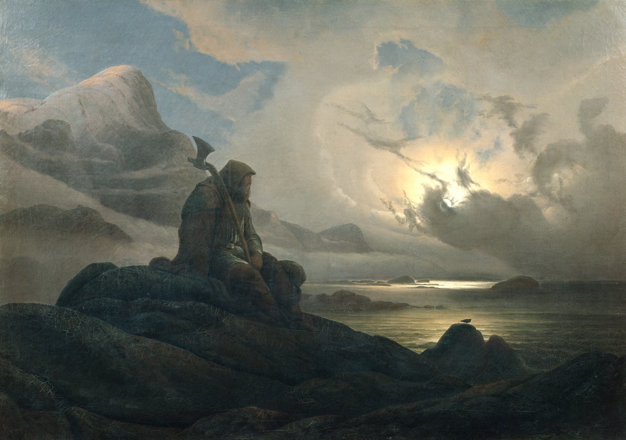Paisagem costeira com uma pessoa de Knud Andreassen Baade