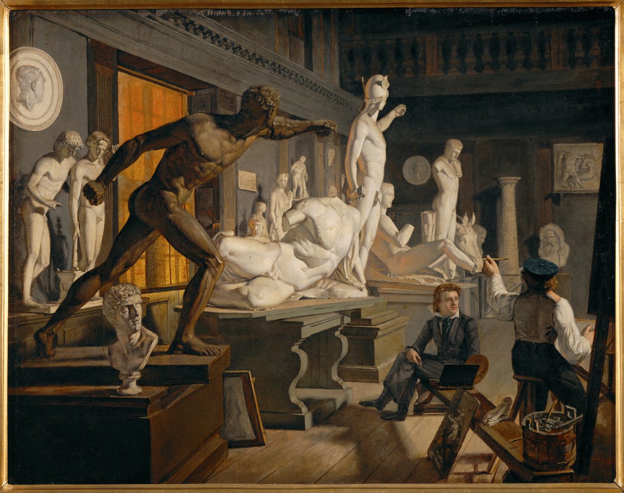Sala das Antiguidades do Palácio de Charlottenborg, Copenhaga (pintura sobre tela) de Knud Andreassen Baade